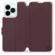 Mobiwear Soft Touch flip pro Realme C51 - Bordové & Béžové - Phone Case