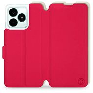 Mobiwear Soft Touch flip pro Realme C51 - Rudé & Béžové - Phone Case