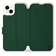 Mobiwear Soft Touch flip pro Apple iPhone 15 Plus - Zelené & Béžové - Phone Case