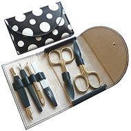 Premium Line manicure set PL 213 with black polka dots - Manicure Set