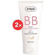 ZIAJA BB Cream for Normal, Dry, Sensitive Skin - Light Tone SPF15 2 × 50ml - BB Cream