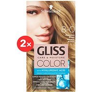 SCHWARZKOPF GLISS COLOUR 8-0 Natural Blonde 2 × 60ml - Hair Dye
