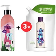 AUSSIE Miracle Moist Moisturising Shampoo, 430ml + Refill, 3× 480ml - Shampoo