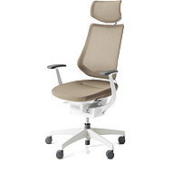 KOKUYO ING Glider 360° white frame, beige mesh with headrest - Office Chair