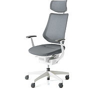 KOKUYO ING Glider 360° white frame, grey mesh, with headrest - Office Chair