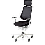 KOKUYO ING Glider 360° white frame, black mesh, with headrest - Office Chair