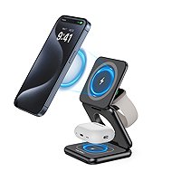 Kuxiu X40 3-in-1 MagSafe Foldable Charging Stand - Black - Wireless Charger