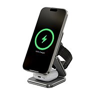 Kuxiu X40Q Qi2 Certified 3-in-1 MagSafe Foldable Charging Stand - Gray - Wireless Charger