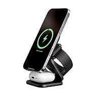 Kuxiu X40 Turbo Qi2.2 Certified 25W 3-in-1 MagSafe Foldable Wireless Charging Stand - Black - Wireless Charger