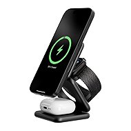 Kuxiu X40PLUS 3-In-1 Foldable Magnetic Wireless Charging Station - Black - Kabelloses Ladegerät