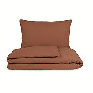 Kvalitex French muslin bed linen 1+2, 240 × 220, 70 × 90 cm brown - Bed Linen