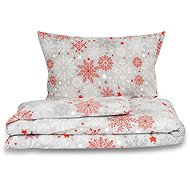 Kvalitex Christmas bed linen 1+2, 220 × 200, 70 × 90 cm Flakes red-grey - Bed Linen