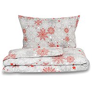 Kvalitex Christmas flannel bed linen 1+2, 220 × 200, 70 × 90 cm Flakes red-grey - Bed Linen