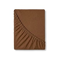 Kvalitex Jersey Fitted Sheet 140 × 200cm, Dark Brown - Bedsheet