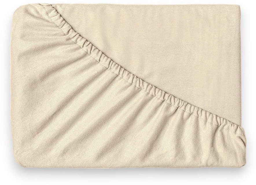 Kvalitex Flannel stretch sheet 220 × 200 cm, light beige - Bedsheet