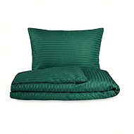 Qualitex with stripe dark green 200 × 220 2 × 70 × 90 - Bed Linen