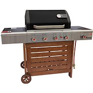 Landmann Gas Grill TRITON 4.1 PTS, Black, with Wooden Trolley (15,0 kW), 12202 - Grill