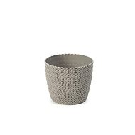 LAMELA Flowerpot MAGNOLIA JERSEY, diameter 22cm, height 18.5cm, taupe - Flower Pot