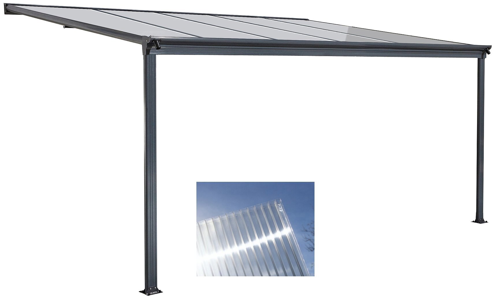 LANITPLAST Aluminium pergola WALL 33 anthracite + clear PC - Pergola