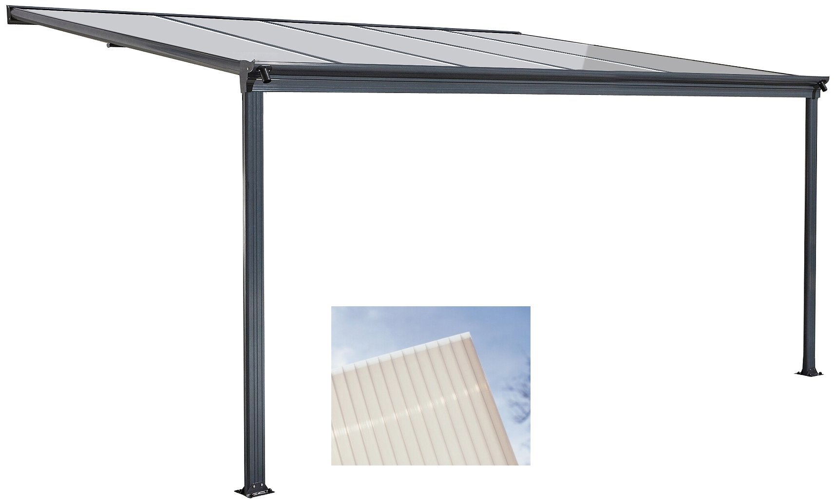 LANITPLAST Aluminium pergola WALL 33 anthracite + opal PC - Pergola