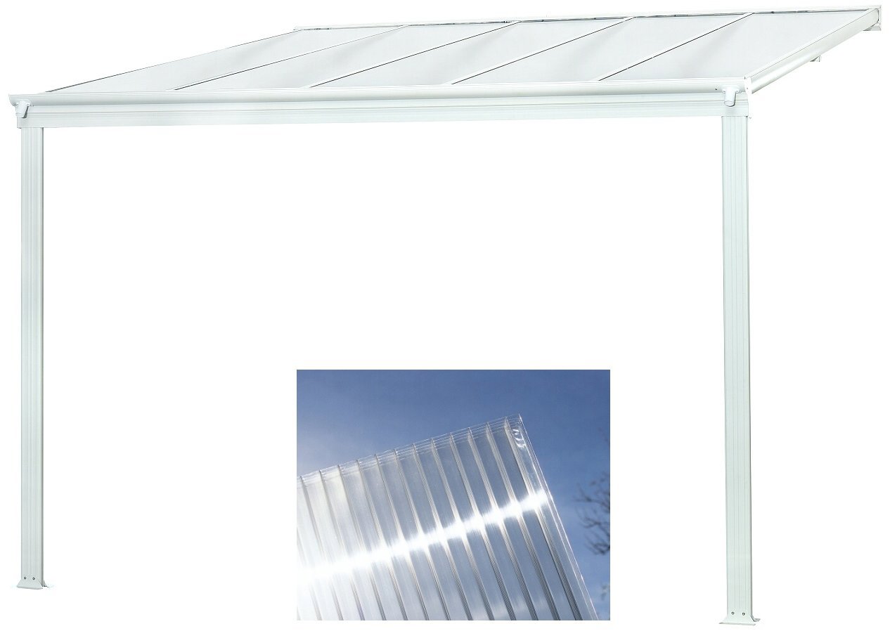 LANITPLAST Aluminium pergola WALL 33 white + clear PC - Pergola