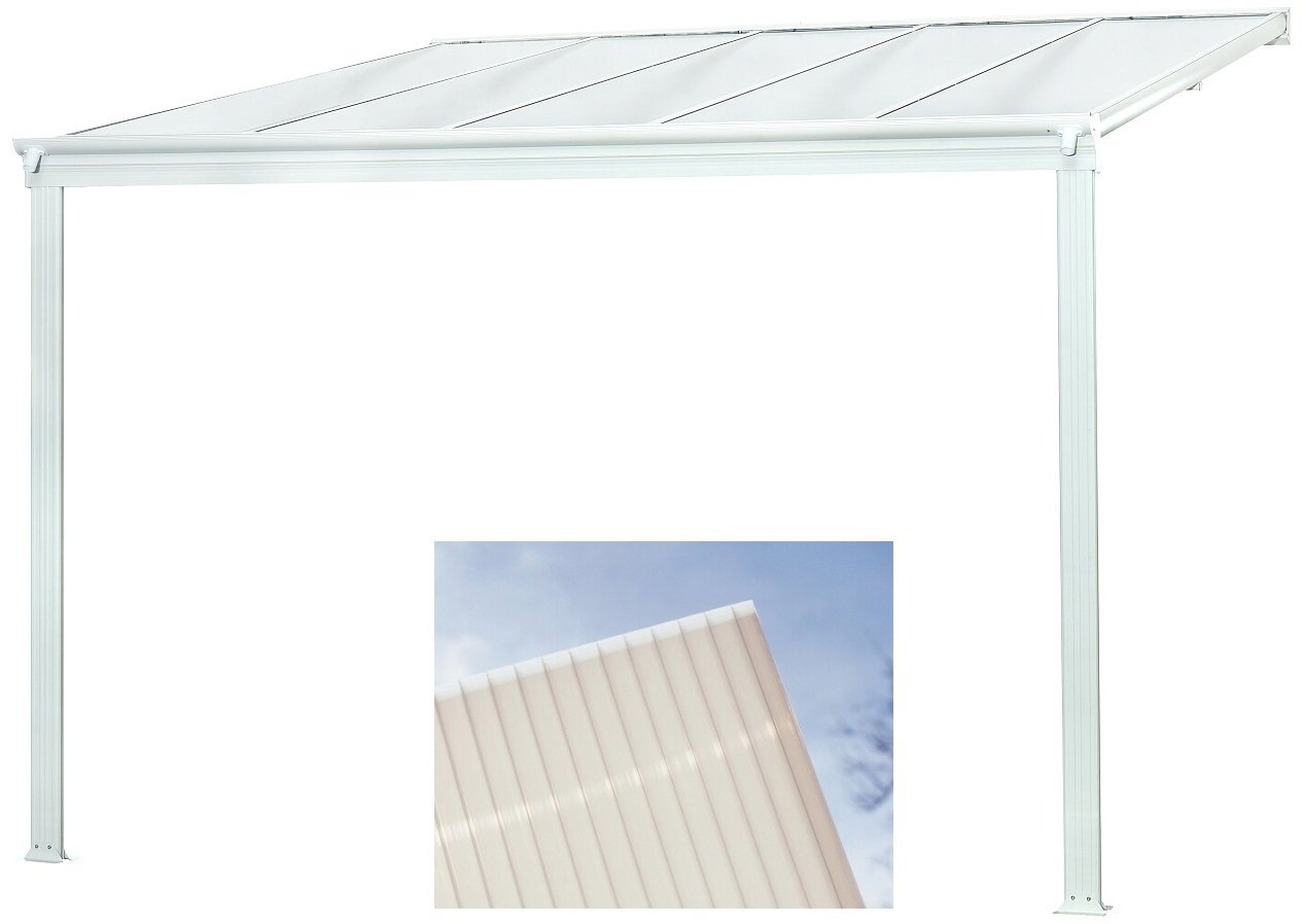LANITPLAST Aluminium pergola WALL 33 white + opal PC - Pergola