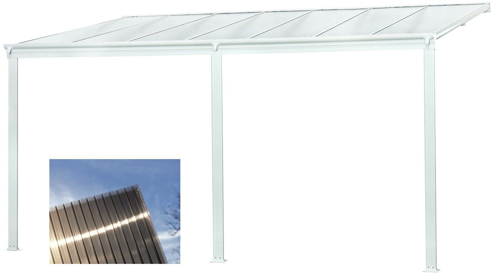 LANITPLAST Aluminium pergola WALL 53 white + bronze PC - Pergola