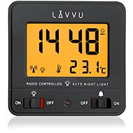LAVVU Nordlys Digitální budík řízený rádiovým signálem se světelným senzorem, černý - Ébresztőóra