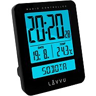 LAVVU Duo Digitální budík řízený rádiovým signálem, s češtinou, černý - Alarm Clock