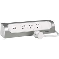 Legrand hosszabbító kábel 1 m / 3 aljzat / USB-vel / alumínium-fehér / PVC / 1,5 mm2 - Hosszabbító kábel