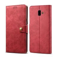 Lenuo Leather tok Samsung Galaxy J6+ készülékhez, piros - Mobiltelefon tok