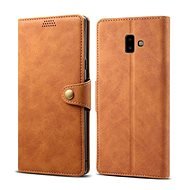 Lenuo Leather tok Samsung Galaxy J6+ készülékhez, barna - Mobiltelefon tok