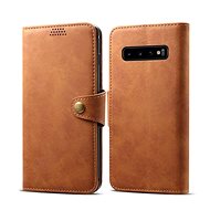 Lenuo Leather for Samsung Galaxy S10, Brown - Phone Case