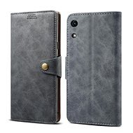 Lenuo Leather tok Honor 8A készülékhez, szürke - Mobiltelefon tok