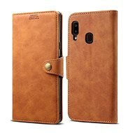 Lenuo Leather tok Samsung Galaxy A20e készülékhez, barna - Mobiltelefon tok