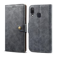 Lenuo Leather tok Samsung Galaxy A40 készülékhez, szürke - Mobiltelefon tok