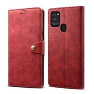 Lenuo Leather for Samsung Galaxy A21s, Red - Phone Case