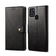 Lenuo Leather for Samsung Galaxy A21s, Black - Phone Case