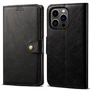 Lenuo Leather iPhone 13 Pro fekete flip tok - Mobiltelefon tok