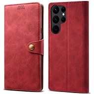 Lenuo Leather flip case for Samsung Galaxy S22 Ultra 5G, red - Phone Case
