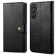 Lenuo Samsung Galaxy A34 5G fekete bőr flip tok - Mobiltelefon tok