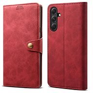 Lenuo Samsung Galaxy A34 5G piros bőr flip tok - Mobiltelefon tok