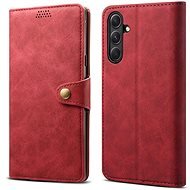Lenuo Samsung Galaxy A54 5G piros bőr flip tok - Mobiltelefon tok
