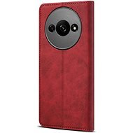 Lenuo Leather Xiaomi Redmi A3 piros bőr flip tok - Mobiltelefon tok