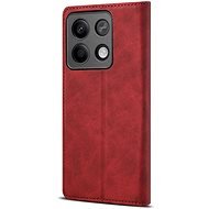 Lenuo Xiaomi Redmi Note 13 5G piros bőr flip tok - Mobiltelefon tok