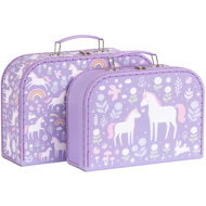 A Little Lovely Company Unicorns and rainbow, set of 2 - Small Briefcase
