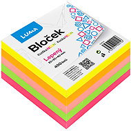 LUMA TRADING lepený 85 × 85 × 40 mm, 4 × 100 lístků, neonový mix barev - Memo Pad