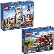 LEGO City 60110 Fire Department, Fire Station + LEGO City 60107 Fire Department, Fire Truck with Ladder - Game Set