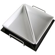 Toro Set of Triangular Bowls, 2pcs, Ceramic, Wooden Tray - Bowl with Tray