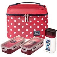Lock&Lock Pöttyös táska "Lunch boxes" - piros - 3db-os szett - Ételtároló doboz szett